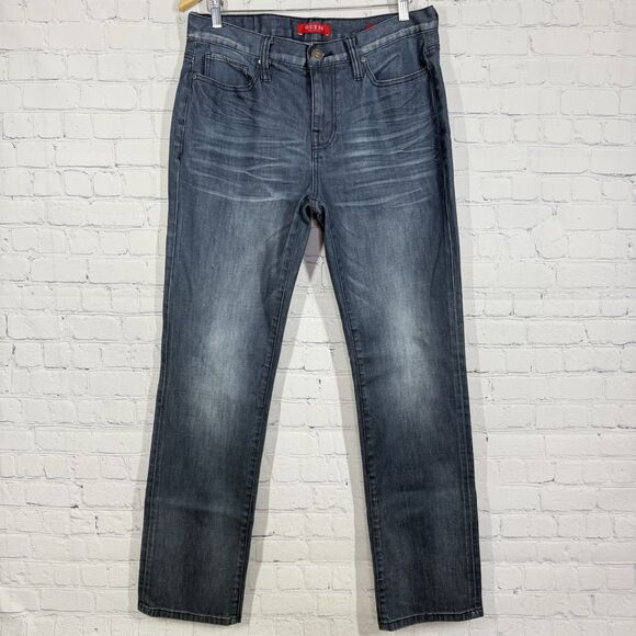 Guess Jeans Men 33x32 Slim Straight Del Mar Fit Dark Wash Stretch Whisker Denim - Picture 1 of 14
